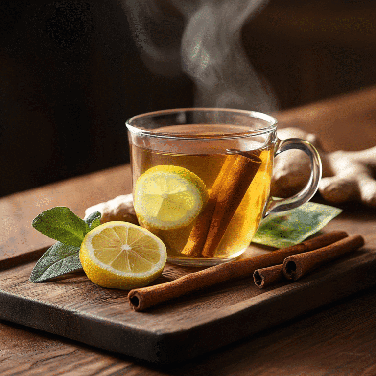 Served 4 ingredient Mounjaro tea with herbal garnish