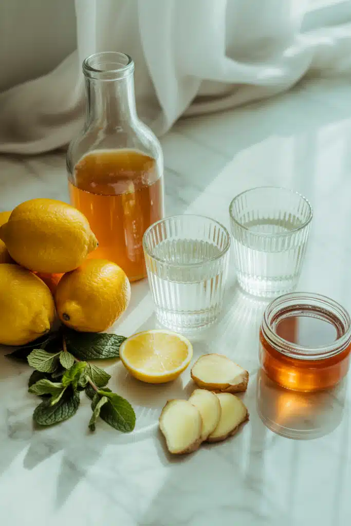 Ingredients for 7-day apple cider vinegar cleanse instructions