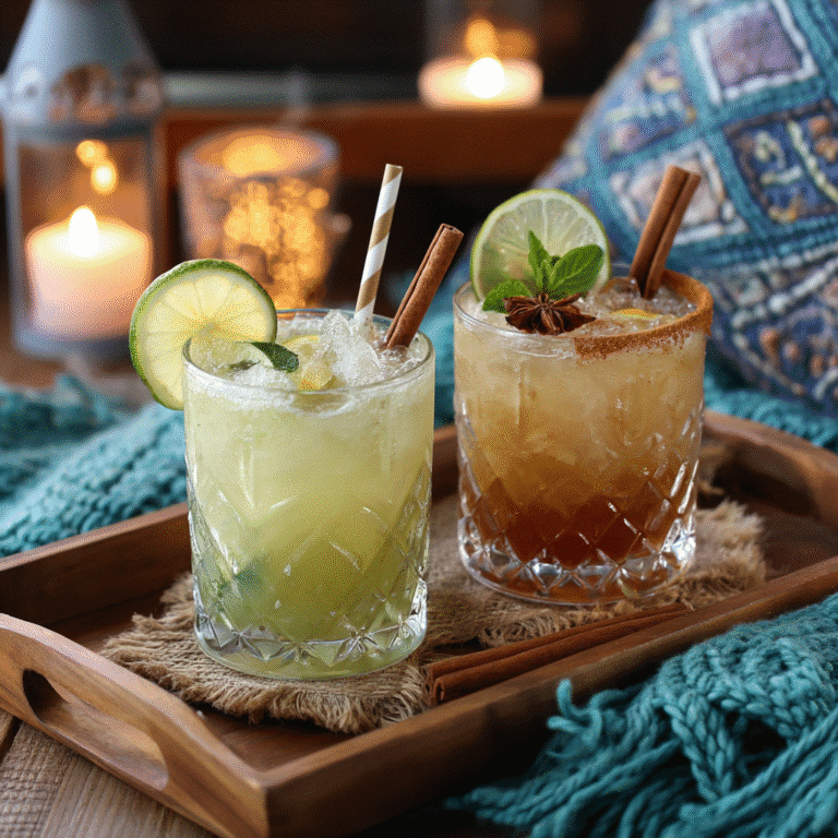 Served apple cider vinegar mocktails with seasonal garnishes