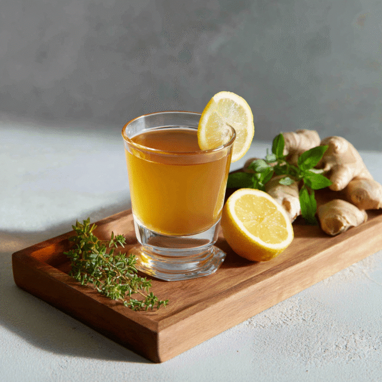 Served apple cider vinegar morning shot with lemon and ginger