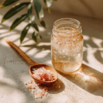 Close-up of a pink Himalayan saltwater flush recipe