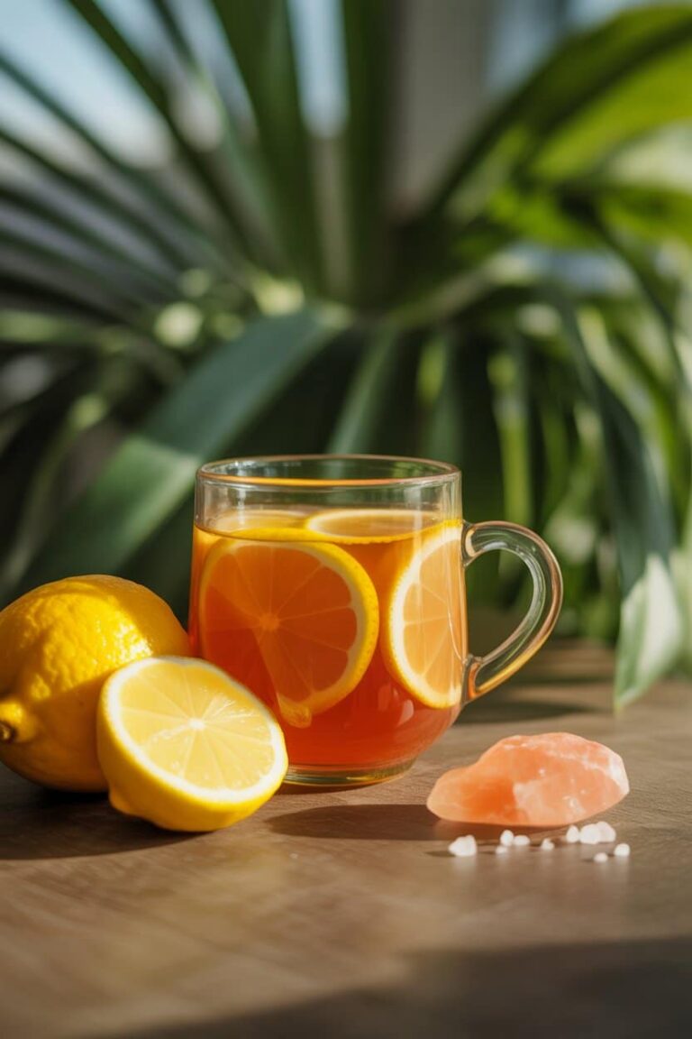 Brazilian mounjaro recipe with apple cider vinegar in clay cup.