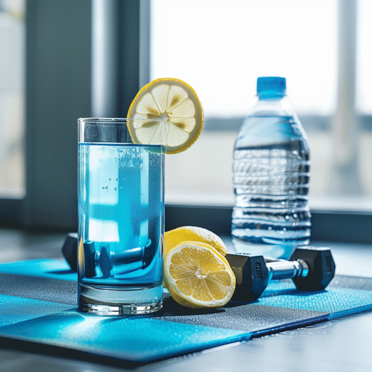 Served blue salt testosterone drink for post-workout hydration