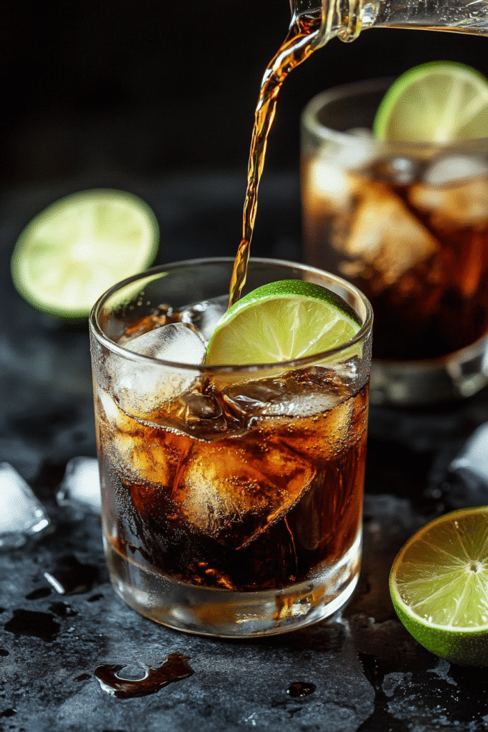 Cold brew coffee added to lime in Brazilian Mounjaro mocktail
