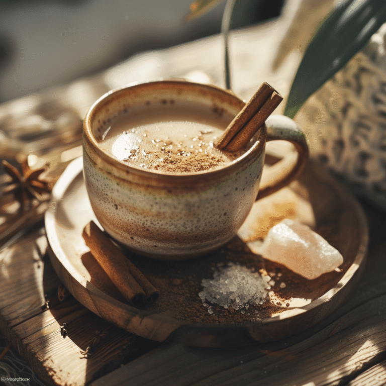 Cinnamon and salt drink served in a cozy morning ritual setting