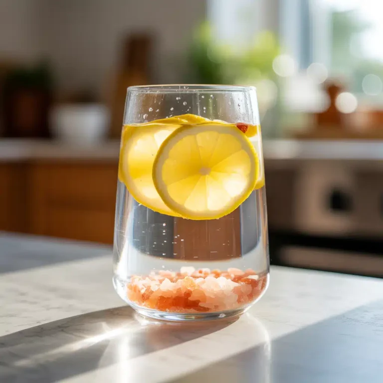 Detox with lemon and pink salt in morning light