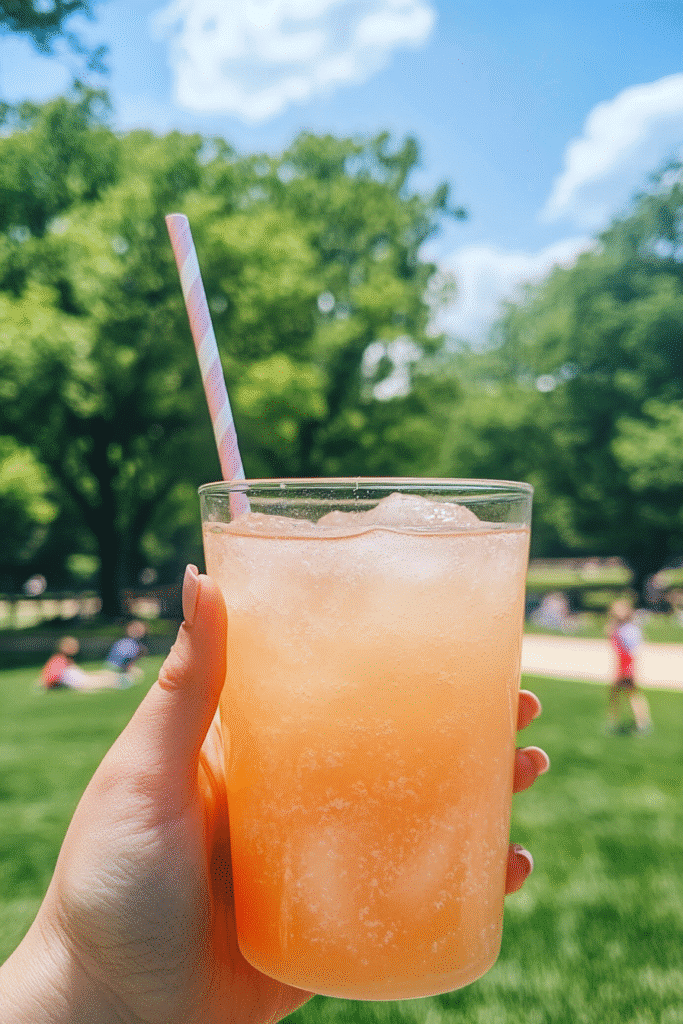 Himalayan Salt Detox Drink in hand with park background