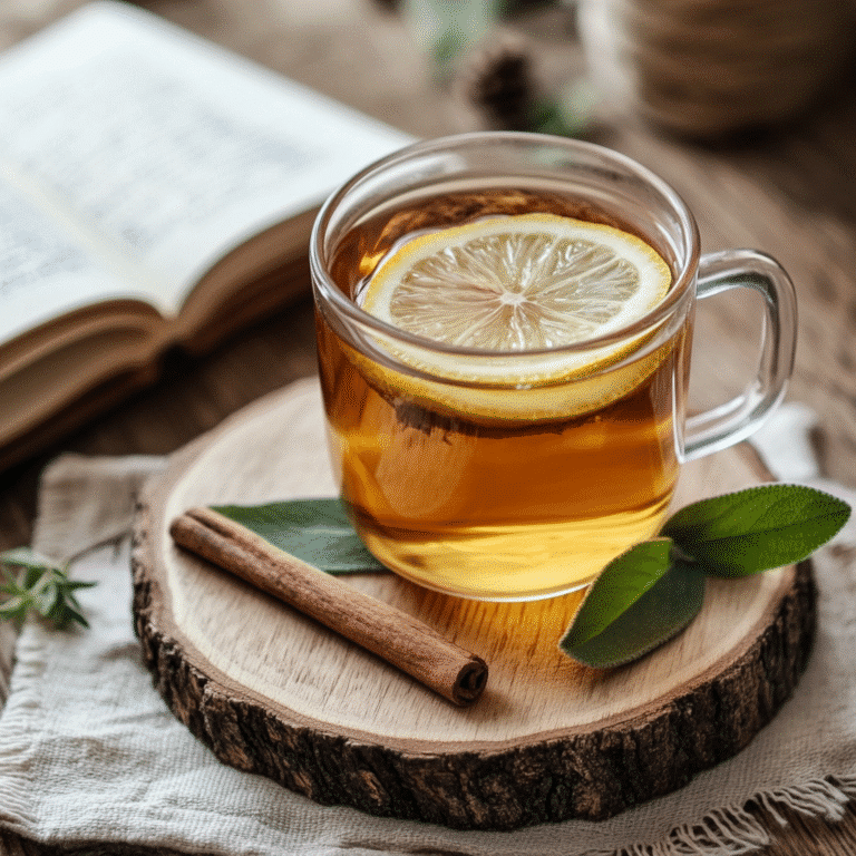 Served natural Mounjaro tea with lemon and cinnamon