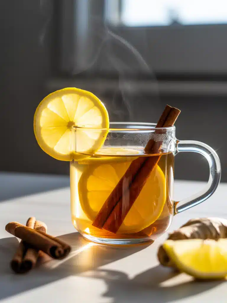 Close-up of Mounjaro tea recipe for weight loss in a glass mug