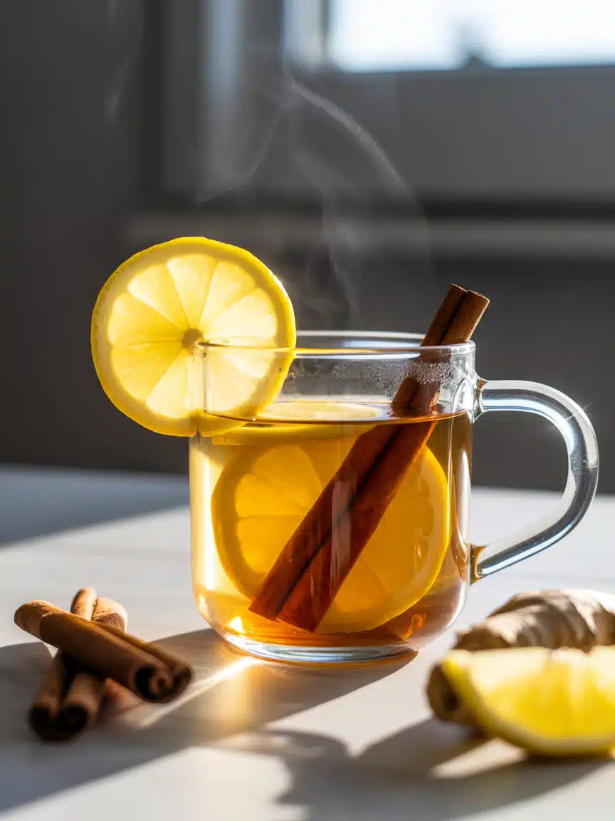 Close-up of Mounjaro tea recipe for weight loss in a glass mug