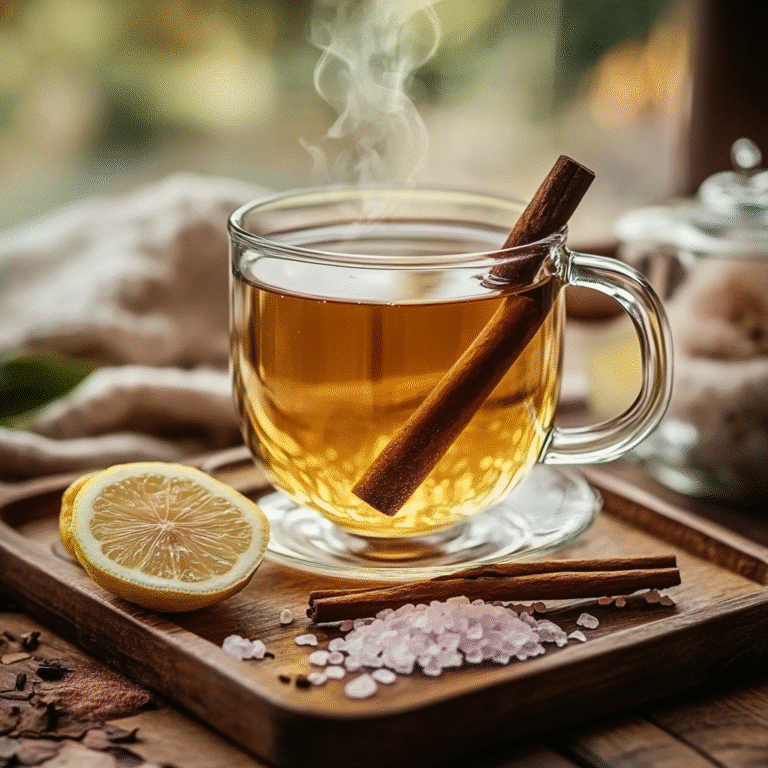 Served Mounjaro tea for weight loss with lemon garnish and cinnamon stick