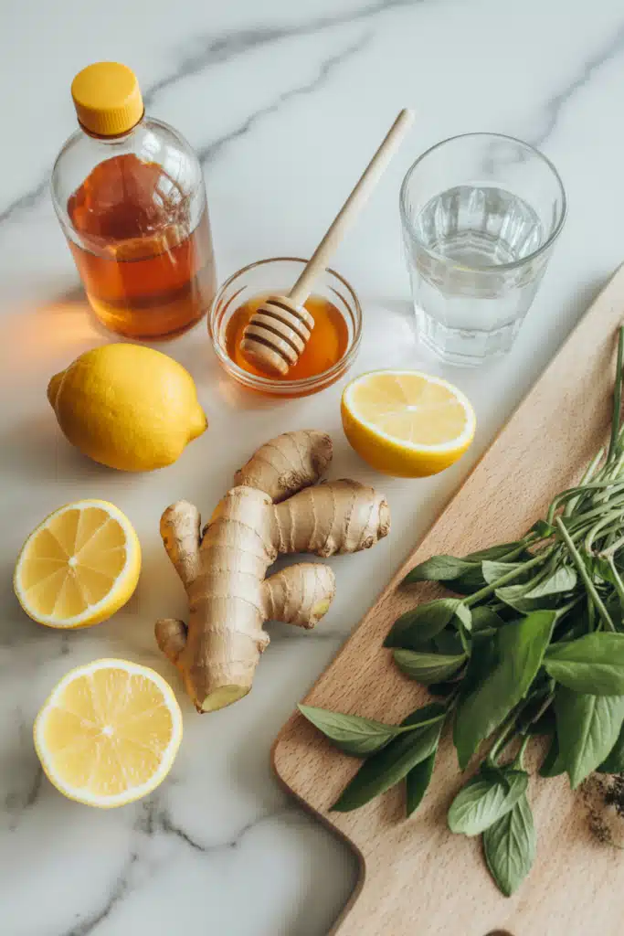 Natural Mounjaro recipe ingredients flat lay
