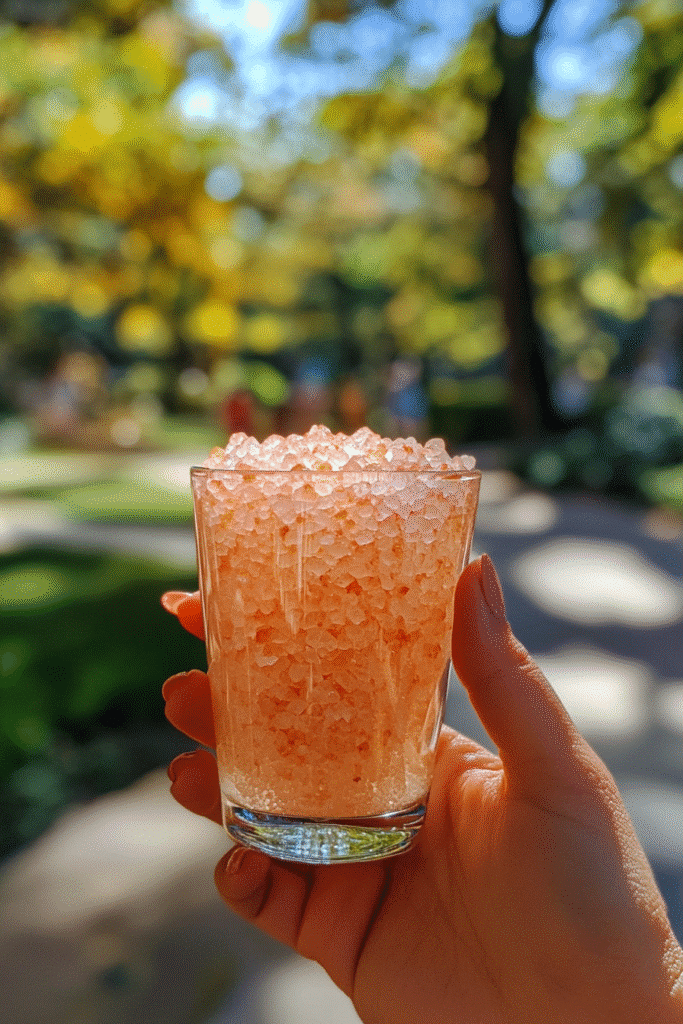 Pink Salt Trick for Weight Loss in hand with park setting