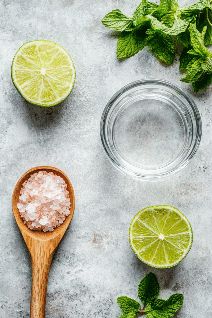 Ingredients for the salt and lime morning remedy