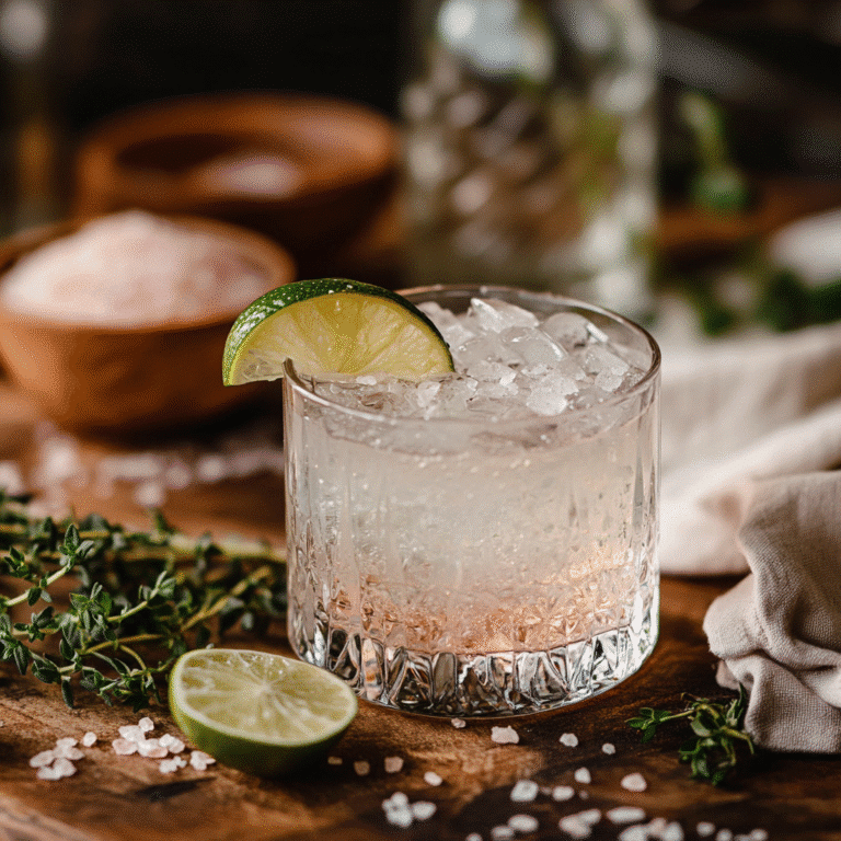 Salt and lime morning remedy served in a clear glass with lime wedge