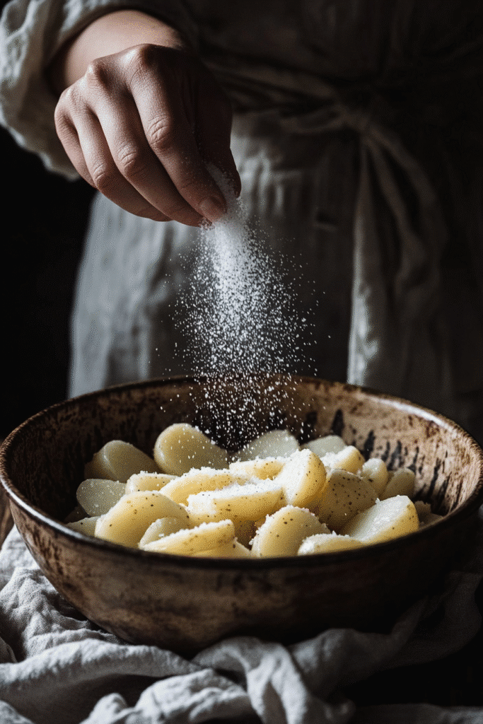 Preparing potato salad dressing with vinegar and mayo