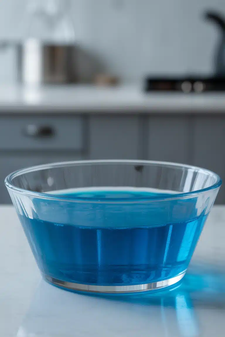 Blue gelatin weight loss recipe in glass bowl