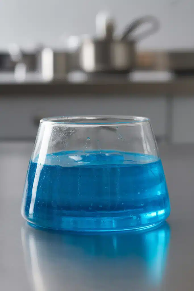 Blue gelatin weight loss recipe in glass bowl