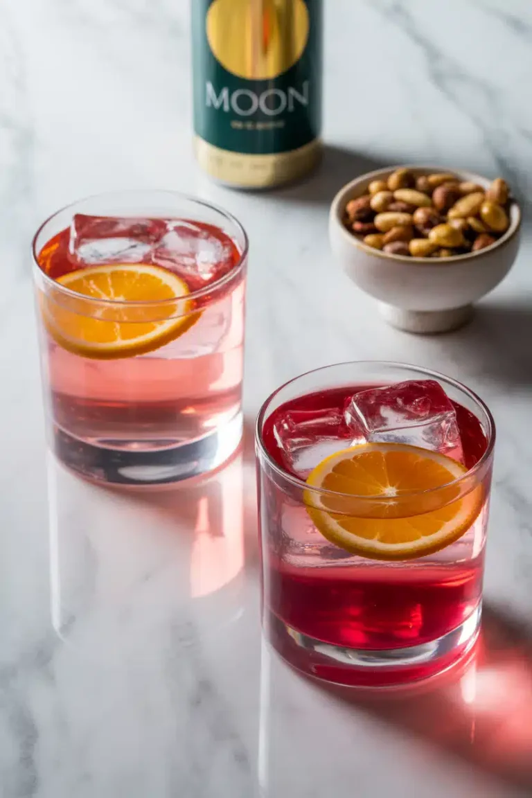 Negroni mocktail with orange peel garnish