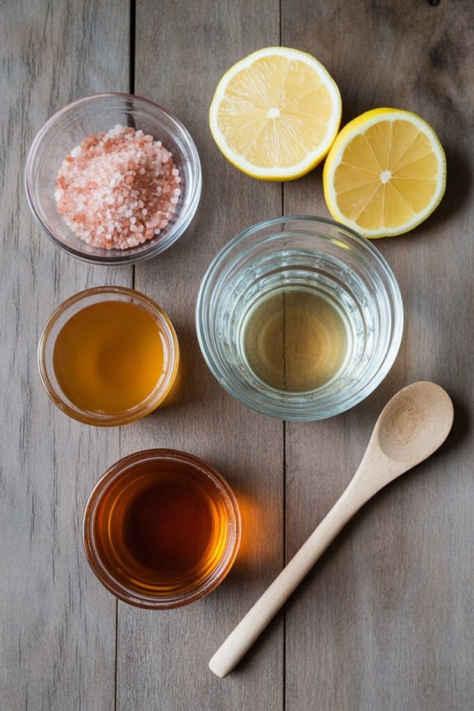 Oprah pink salt recipe ingredients on a wooden table