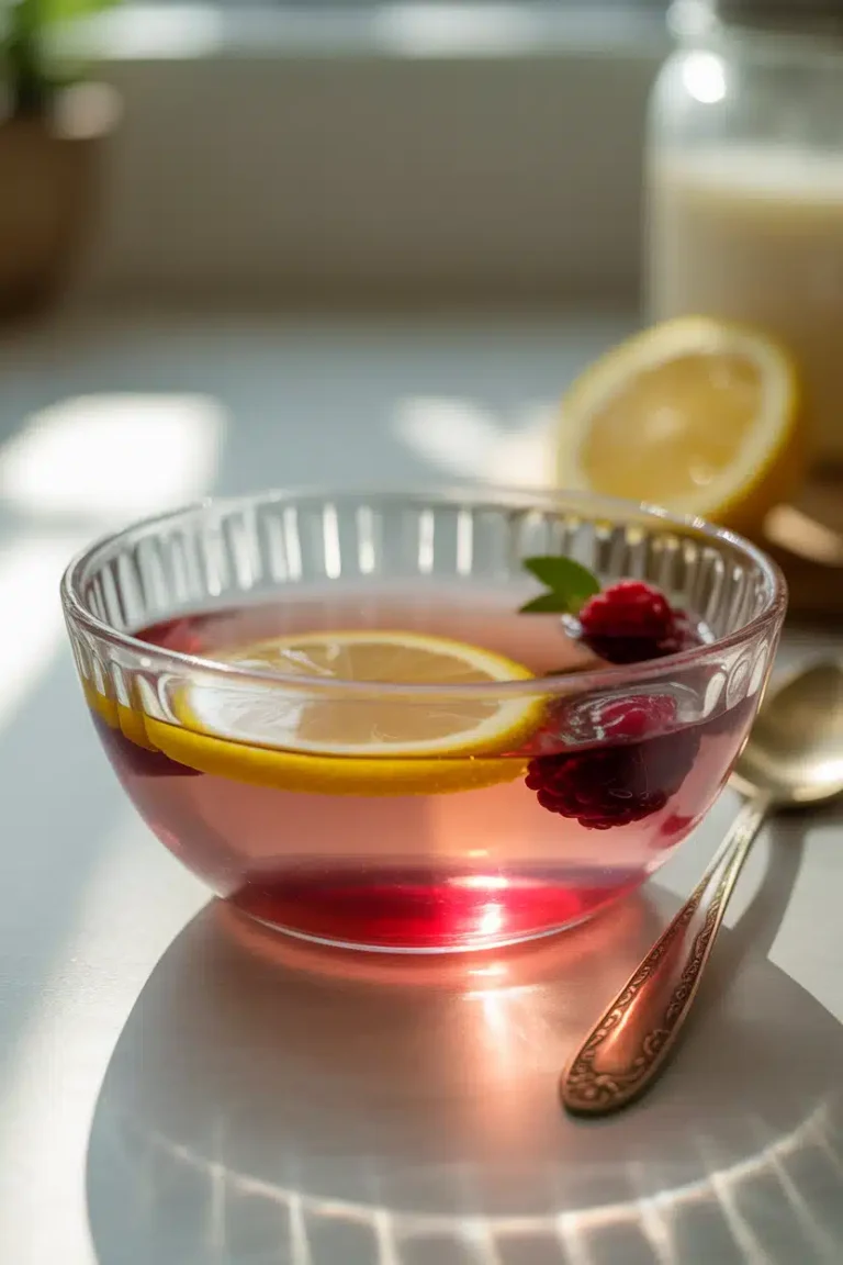 5 second gelatin trick recipe close-up with tea and juice option