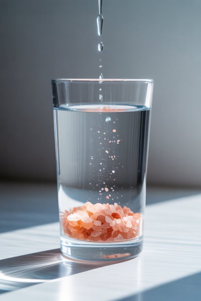 Is the pink salt trick safe glass of salt water wellness concept