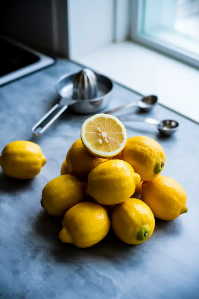 How many lemons to make lemonade — close-up of fresh lemons and juicer