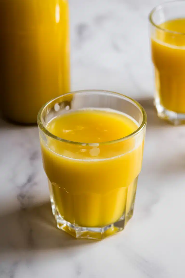 Orange lemonade in glass with citrus slices and mint